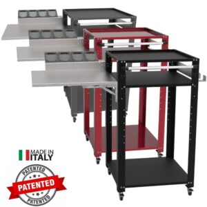 Carrello porta forno Space003R Il carrello porta forno Space004N-RIP è ideale per forni a legna e a gas, perfetto per pizzaioli professionisti e amatoriali. Realizzato in acciaio resistente con ripiani spaziosi, offre supporto stabile per il forno e spazio per legna, utensili e ingredienti. Grazie alle ruote piroettanti con freno, è facile da spostare e stabile durante l'uso. Perfetto per chi cerca un carrello funzionale e robusto per la pizza fatta in casa o in pizzeria.