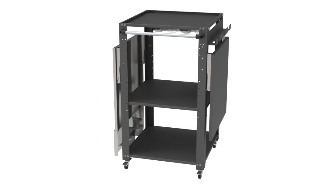 Carrello porta forno Space004N-RIP Il carrello porta forno Space004N-RIP è ideale per forni a legna e a gas, perfetto per pizzaioli professionisti e amatoriali. Realizzato in acciaio resistente con ripiani spaziosi, offre supporto stabile per il forno e spazio per legna, utensili e ingredienti. Grazie alle ruote piroettanti con freno, è facile da spostare e stabile durante l'uso. Perfetto per chi cerca un carrello funzionale e robusto per la pizza fatta in casa o in pizzeria.