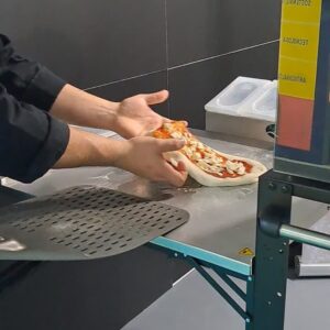 Porta pala Supporto SPACE EASY PIZZA montato su carrello Space One per infornata metodo napoletano senza fori
